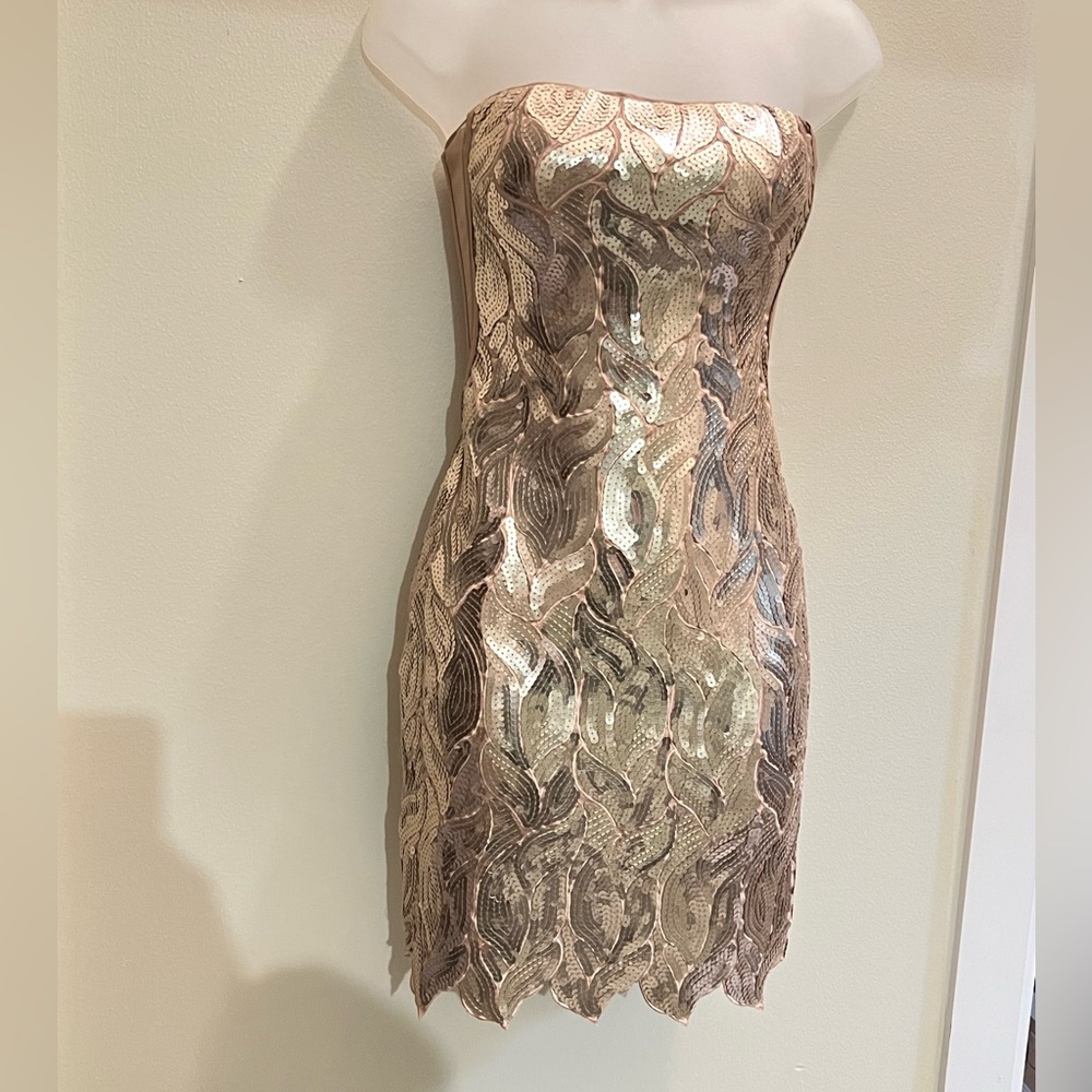 Gold mini dress with corset top | x-small